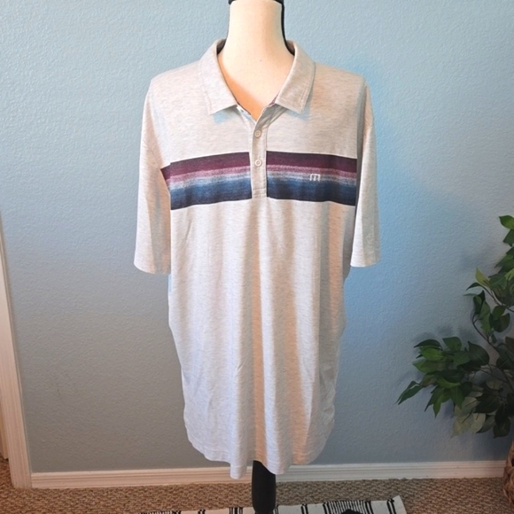 Travis Mathew Other - Travis Mathew Men’s Golf Polo Cabana Chest Stripe Performance Heather Gray XXL
